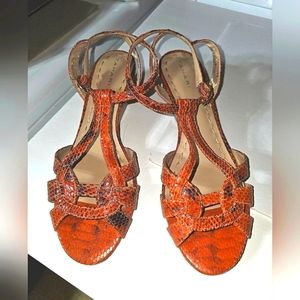Tahari  HANOVER Wedge Sandals Deep Sea Coral Sz. 8.5